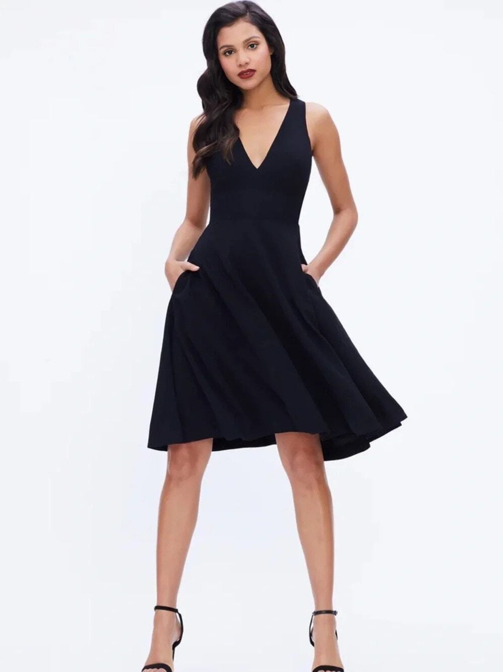NWT Dress the Population Black 'Catalina' Fit and Flare Dress Size Medium